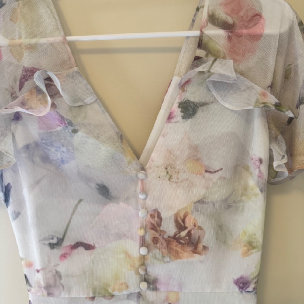 New Ted Baker, 0 London Floral Mini Dress - Pink and Purple - Picture 6 of 8